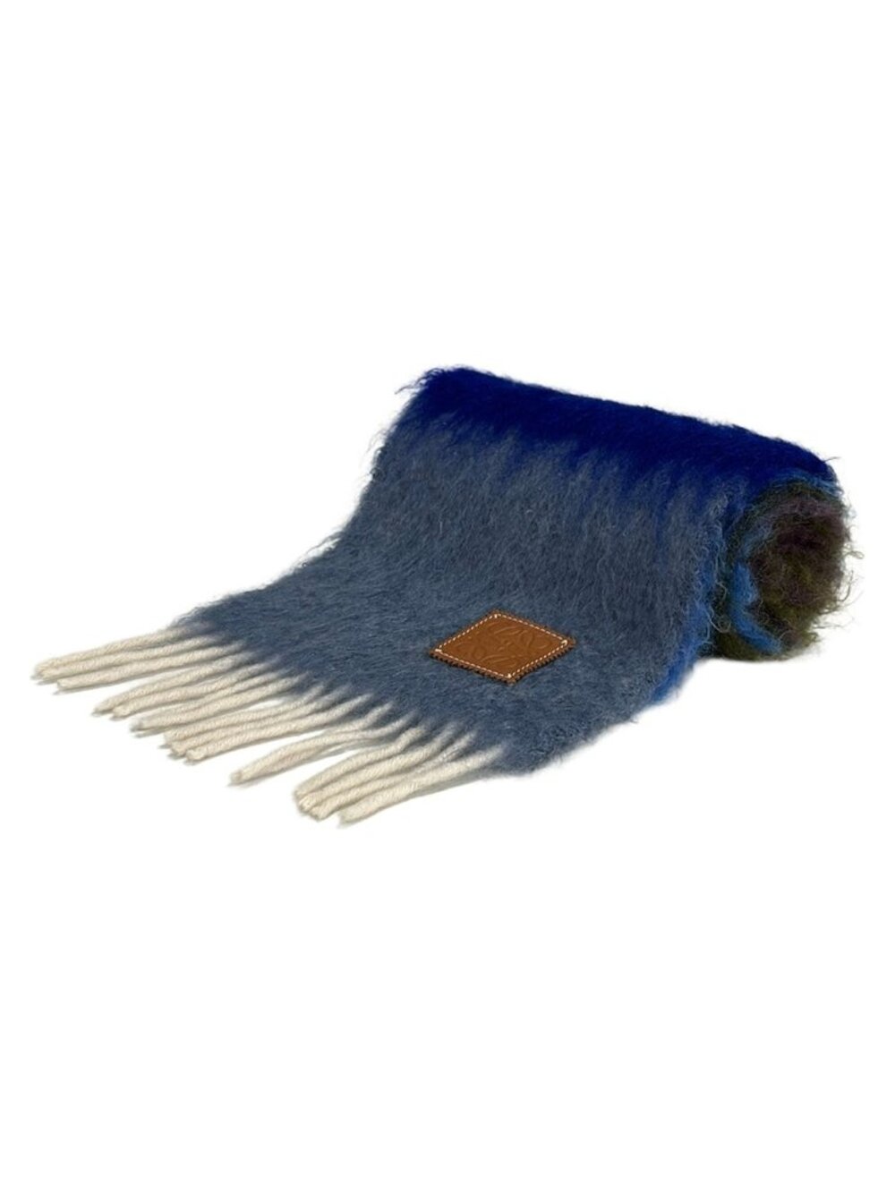 Loewe Shawl Blue Khaki Purple Wool Scarf